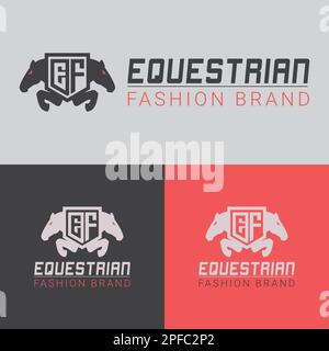 Equestrian fashion brand logo ef logo e logo f logo Stock Vector