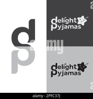 Logo d p and pajamas with sleepy star logo Stock Vector