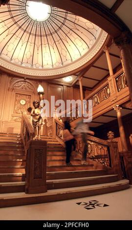 A replica of The Titanic's Grand Staircase at the Titanic Belfast ...