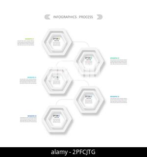 Vector infographic template with 3D paper label, integrated circles. Business concept with 5 steps of business project. For content, diagram, flowchar Stock Vector