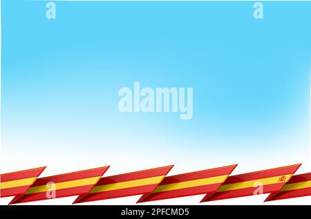 spain flag isolated on blue sky background Stock Vector