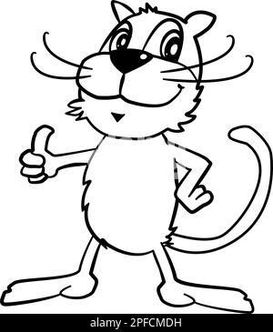 Coloring Page Outline Of cartoon fluffy cat. Coloring book for kids Stock Vector