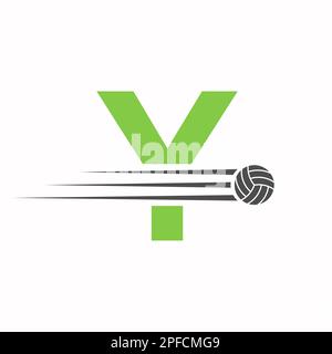 Initial Letter Y Volleyball Logo Design Sign. Volleyball Sports Logotype Stock Vector