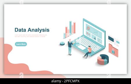 People Characters Working with Data Visualization. Business data analysis team, financial forecast, statistical market research. Modern isometric vect Stock Vector