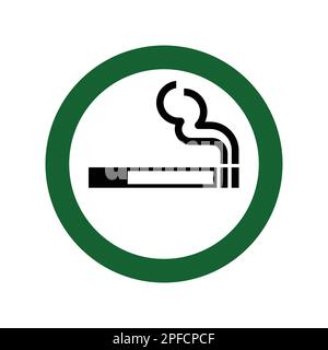 classic simple smoking allowed sign symbol green black and white vector isolated on white background Stock Vector