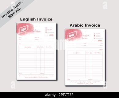 Arabic and English book invoice A5 size Stock Vector