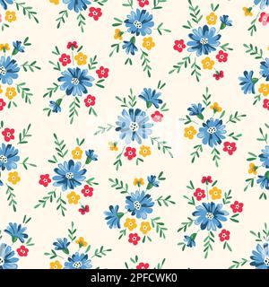 Delicate Chintz Romantic Meadow Wildflowers Vector Seamless Pattern Stock Vector