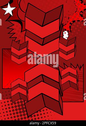 Red Comic book arrow background poster. Comics abstract Symbol. Retro pop art Direction Sign. Stock Vector