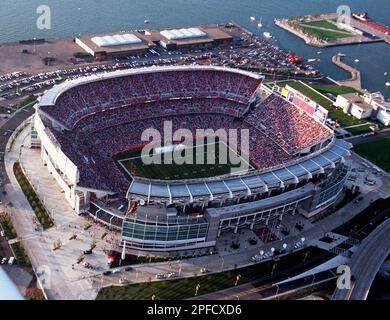 The new Cleveland Browns Stadium, seen in this aerial photo Saturday, Aug.  21, 1999, holds a crowd of 71,398 who attended the team's first exhibition  game ,against the Minnesota Vikings. Cleveland fans