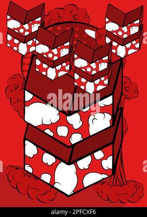 Red Comic book arrow background poster. Comics abstract Symbol. Retro pop art Direction Sign. Stock Vector