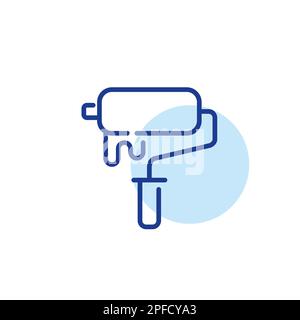 Paint roller. Construction and redecoration works. Pixel perfect, editable stroke icon Stock Vector