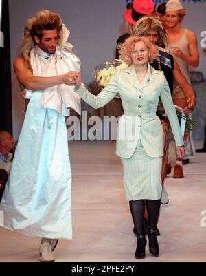 British stylist Vivienne Westwood takes the catwalk after the 