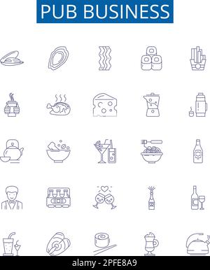 Pub business line icons signs set. Design collection of Pub, Business ...