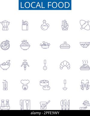 Local food line icons signs set. Design collection of Cuisine, Region ...