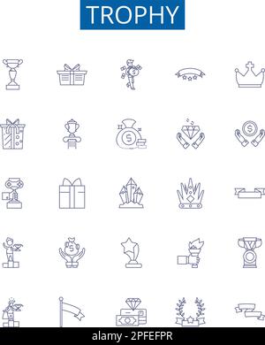 Regalia line icons collection. Crown, Scepter, Robes, Tiara, Medallion ...