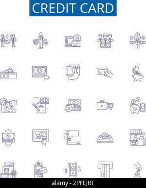 card payments icons, signs, outline symbols, concept linear ...