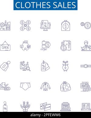 Clothes sales line icons signs set. Design collection of Clothing ...