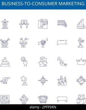 Product placement line icons collection. Integration, Branding ...