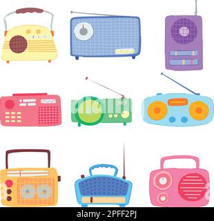 radio sound set cartoon vector illustration Stock Vector