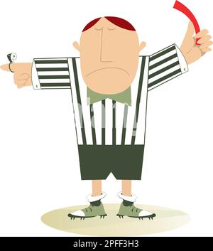 Referee. Red card. Cartoon referee shows a red card Stock Vector