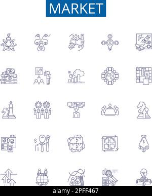 Distributor and consumer line icons collection. Partnership, Market ...