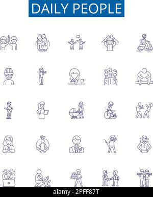 Daily people line icons signs set. Design collection of Dailypeople ...