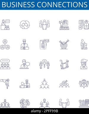 Business linkages line icons collection. Family, Bond, Connections ...