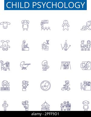 Child psychology line icons signs set. Design collection of Child ...