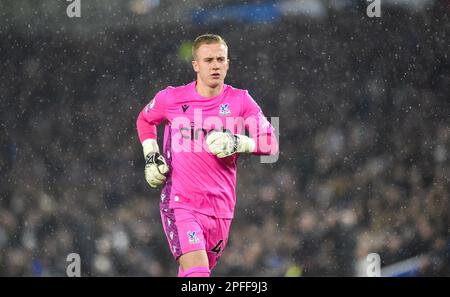 Palace keeper Joe Whitworth during the Premier League match between Brighton & Hove Albion and Crystal Palace at The American Express Community Stadium , Brighton , UK - 15th March 2023   Photo Simon Dack/Telephoto Images Editorial use only. No merchandising. For Football images FA and Premier League restrictions apply inc. no internet/mobile usage without FAPL license - for details contact Football Dataco Stock Photo