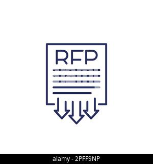 RFP, send request for proposal line icon Stock Vector
