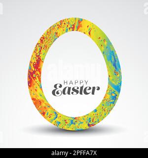 Happy Easter - minimalist easter card with egg cut from vivid color texture. Simple light noble original minimalistic easter card with place for your Stock Vector