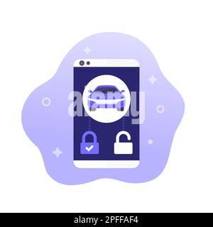 smart lock for a car mobile app design, vector Stock Vector