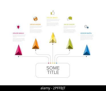 Vector light multipurpose Infographic template with title and five smaller elements options. Multipurpose Infochart with modern colors lines icons and Stock Vector