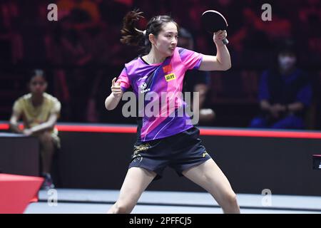 Singapore, Singapore. 17th Mar, 2023. Qian Tianyi (CHN) Table Tennis : WTT Singapore Smash 2023 Women's Singles Quarterfinal match at OCBC Arena in Singapore, Singapore . Credit: Itaru Chiba/AFLO/Alamy Live News Stock Photo