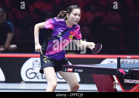 Singapore, Singapore. 17th Mar, 2023. Qian Tianyi (CHN) Table Tennis : WTT Singapore Smash 2023 Women's Singles Quarterfinal match at OCBC Arena in Singapore, Singapore . Credit: Itaru Chiba/AFLO/Alamy Live News Stock Photo