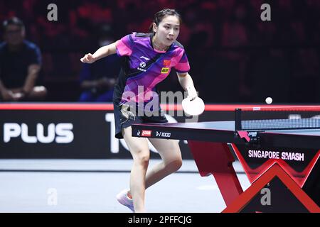 Singapore, Singapore. 17th Mar, 2023. Qian Tianyi (CHN) Table Tennis : WTT Singapore Smash 2023 Women's Singles Quarterfinal match at OCBC Arena in Singapore, Singapore . Credit: Itaru Chiba/AFLO/Alamy Live News Stock Photo