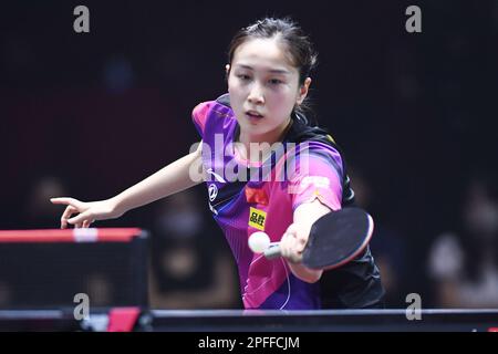 Singapore, Singapore. 17th Mar, 2023. Qian Tianyi (CHN) Table Tennis : WTT Singapore Smash 2023 Women's Singles Quarterfinal match at OCBC Arena in Singapore, Singapore . Credit: Itaru Chiba/AFLO/Alamy Live News Stock Photo