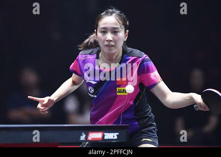 Singapore, Singapore. 17th Mar, 2023. Qian Tianyi (CHN) Table Tennis : WTT Singapore Smash 2023 Women's Singles Quarterfinal match at OCBC Arena in Singapore, Singapore . Credit: Itaru Chiba/AFLO/Alamy Live News Stock Photo