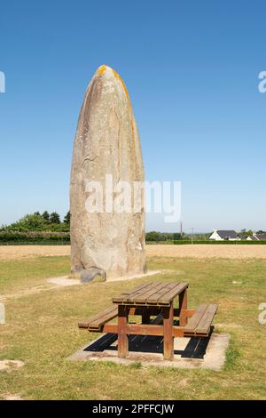 Menhir de Champ-Dolent (9,30 m. height). Dol-de-Bretagne. Commune in the Ille-et-Vilaine department. Brittany. France Stock Photo