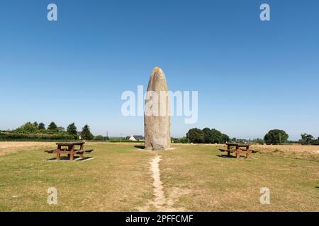 Menhir de Champ-Dolent (9,30 m. height). Dol-de-Bretagne. Commune in the Ille-et-Vilaine department. Brittany. France Stock Photo