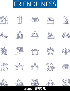 Friendliness line icons signs set. Design collection of Affability ...