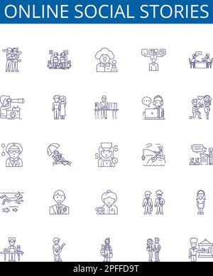 Socializing line icons collection. Interaction, Mingling, Bonding ...
