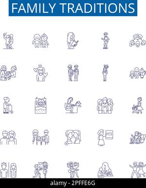Family traditions line icons, signs set. Traditions, Family ...