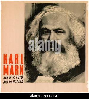 Karl Marx (1818-1883), German philosopher, portrait woodcut print by Schubert Hellerau, 1892 Stock Photo