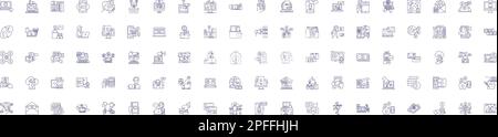 Financial services line icons signs set. Design collection of Finance, Banking, Loans, Investment, Insurance, Trading, Wealth, Credit outline concept Stock Vector