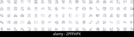 Chatbots line icons signs set. Design collection of Chatbots, Artificial, Intelligence, Automated, Conversational, Interface, Learning, Machine Stock Vector