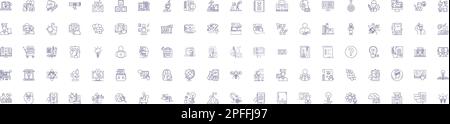 Information science line icons signs set. Design collection of Information, Science, Data, Analytics, Technology, Computing, Storage, Retrieval Stock Vector