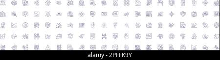 Hitech business line icons signs set. Design collection of Hitech, Business, Innovation, Technology, Digital, Cloud, Automation, Data outline concept Stock Vector