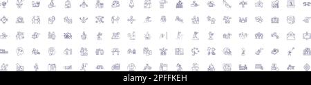 Business strategy line icons signs set. Design collection of Planning, Innovation, Operational, Execution, Planning, Market, Customer, Financial Stock Vector