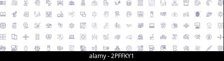 Electronics line icons signs set. Design collection of electronics, gadgets, technology, devices, appliances, consoles, circuit, components outline Stock Vector
